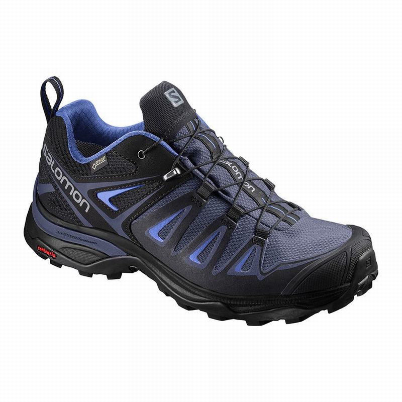 Chaussures De Randonnée Salomon Femme Bleu / Noir - Salomon X ULTRA 3 GORE-TEX - France (6027-IHVQD)